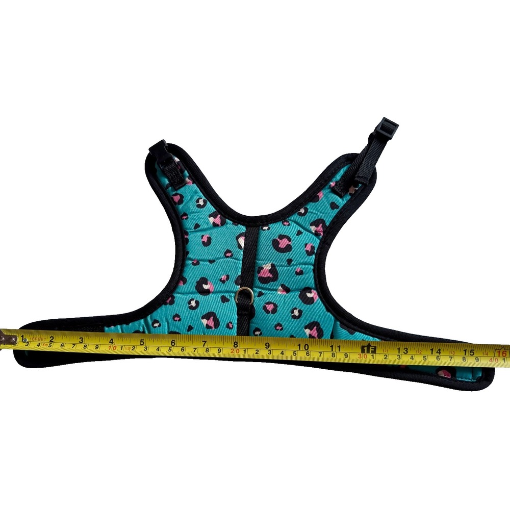 XXS Adjustable Cat Harness Teal Leopard Soft Mesh Kitten Walking Vest - Picture 10 of 12